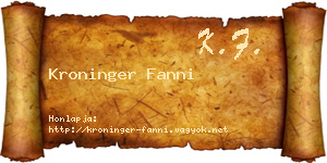 Kroninger Fanni névjegykártya